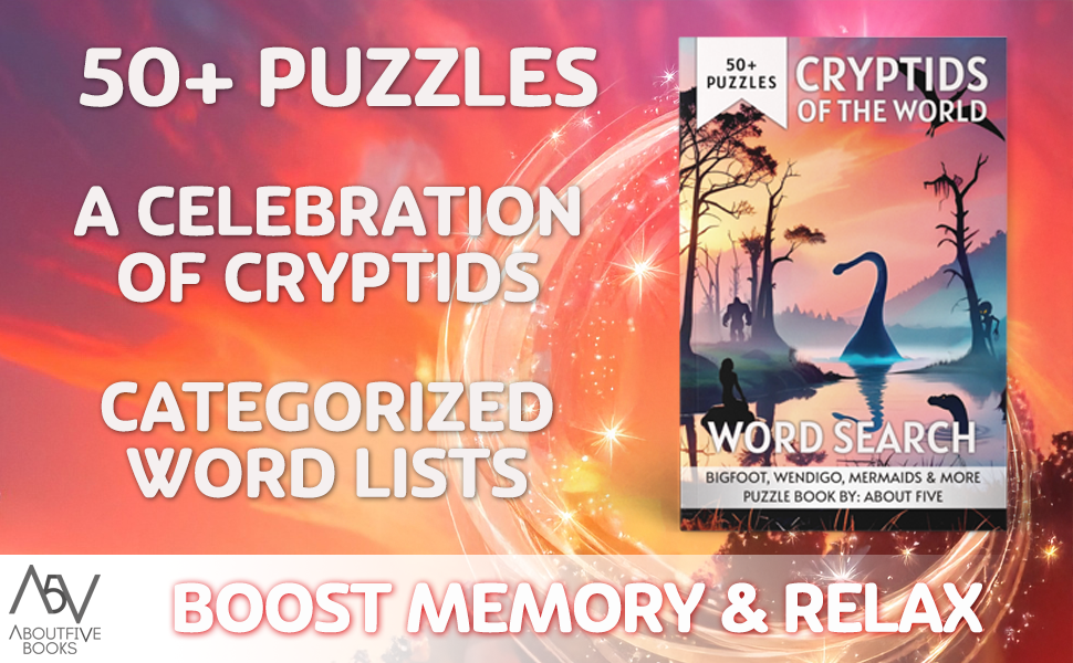 cryptid themed word search puzzle book 50+ cryptid puzzles for adults boost memory and relax