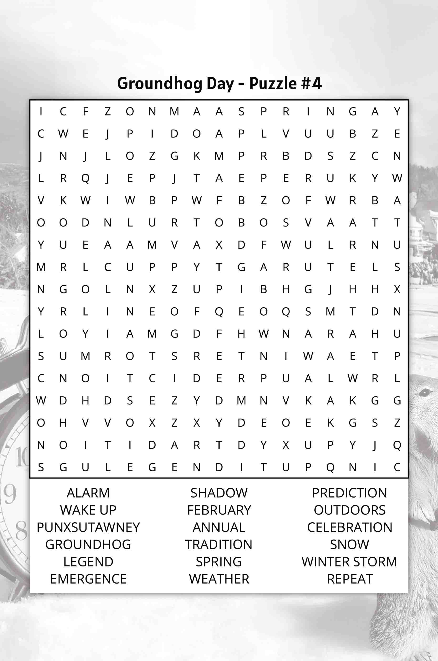 about five groundhog day word search puzzle 04