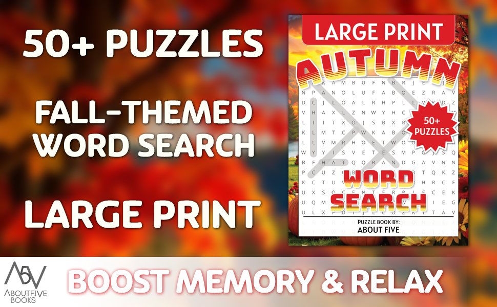 cozy up with our fall themed word search 50+ puzzles for cozy times to boost memory and relax