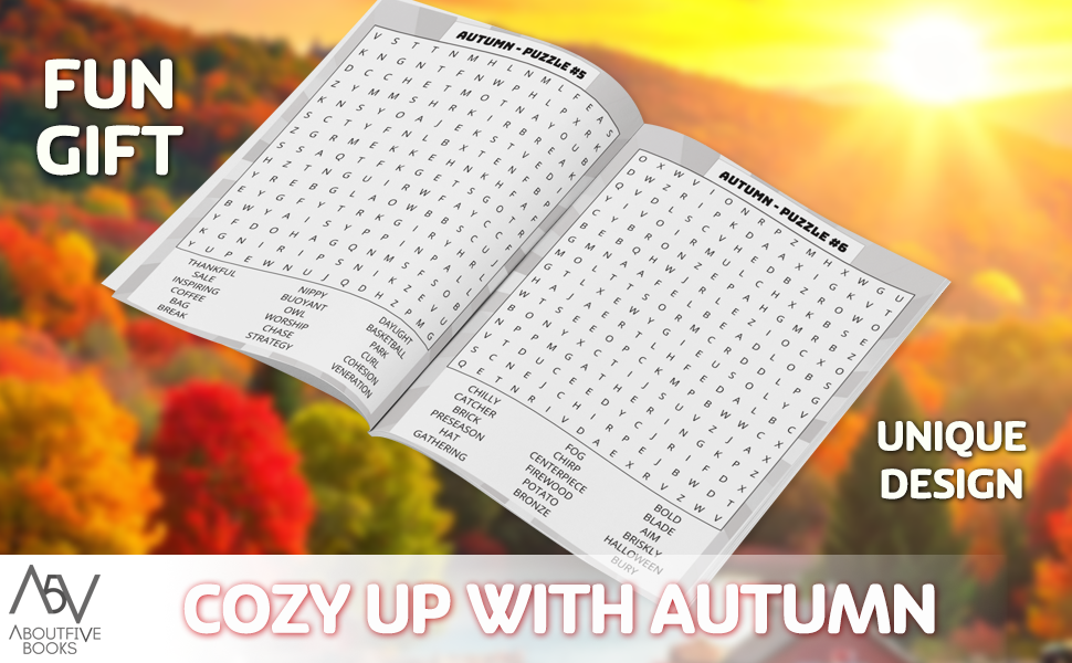 fall word search large print opened showing autumn word search puzzles for cozy seasons
