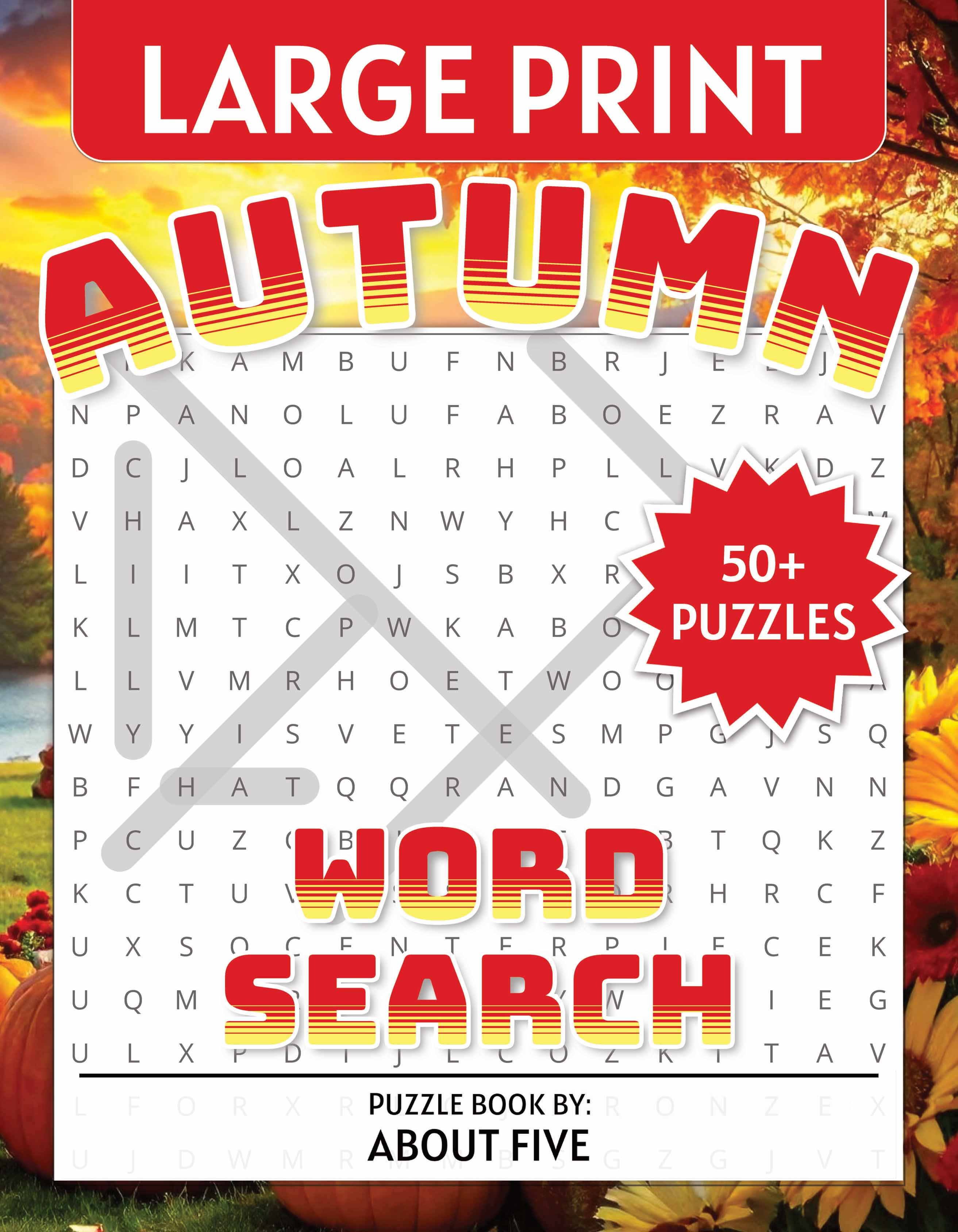 large print autumn word search book cover
