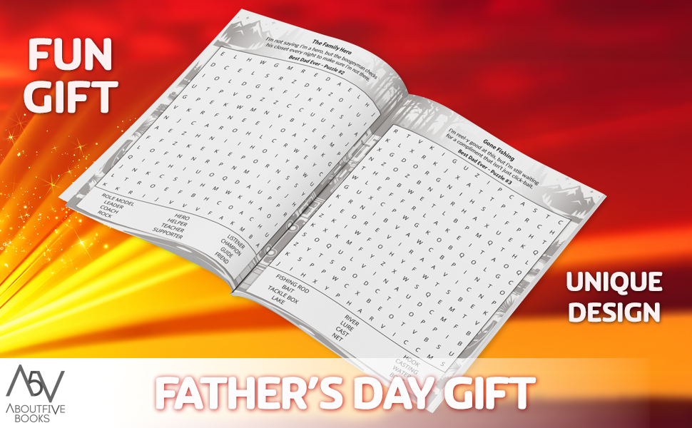 dad word search book interior puzzles family hero gone fishing fathers day book fun gift unique design