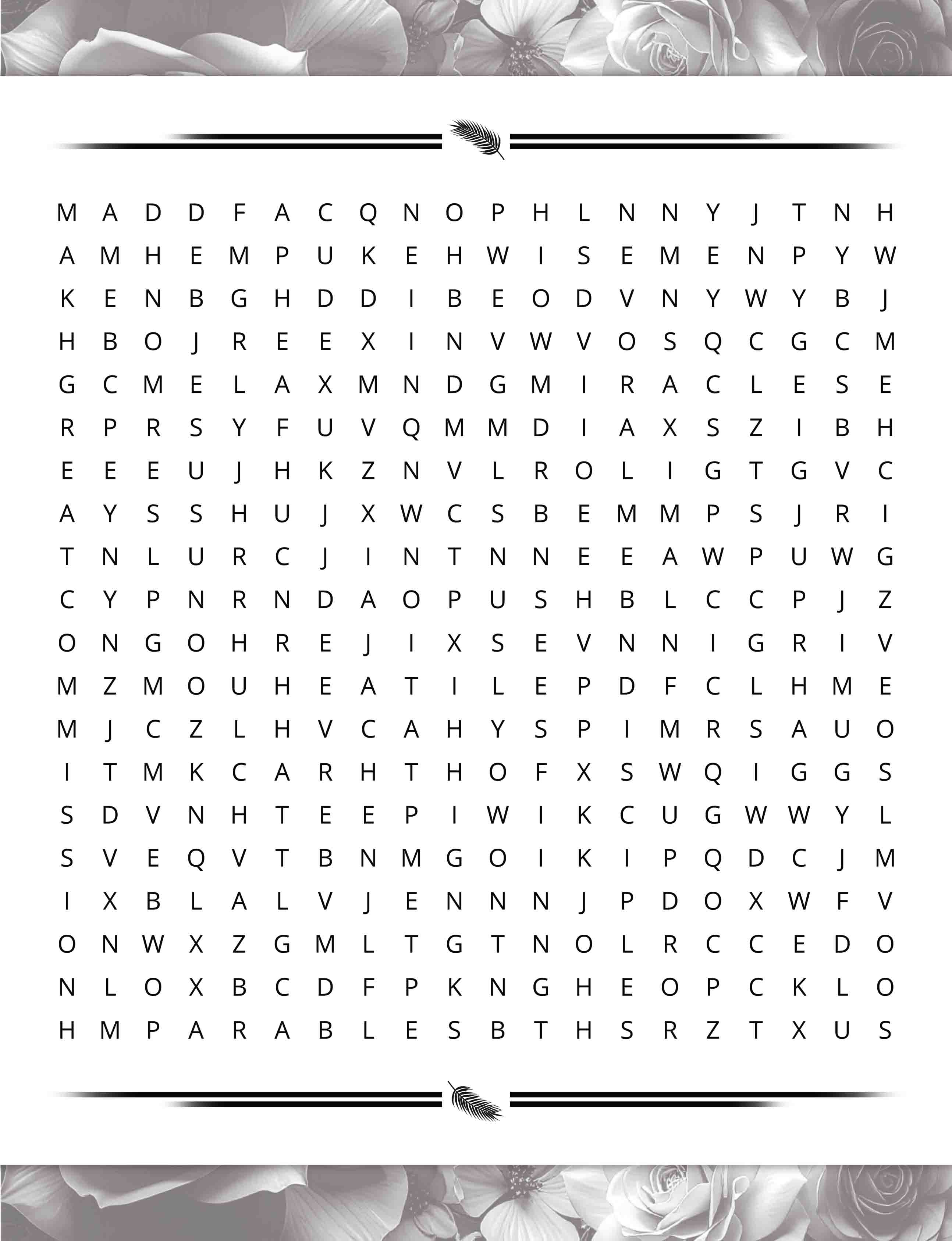 about five large print bible word search puzzle matthew puzzle