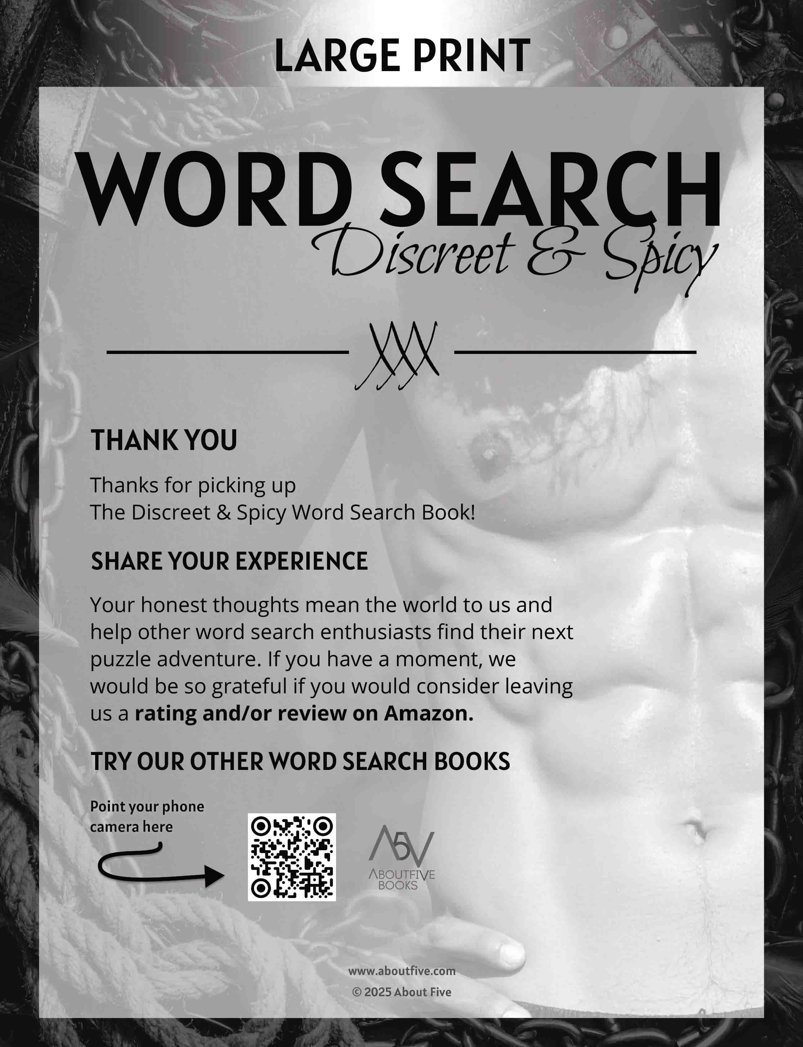 about five large print discreet and spicy word search thank you