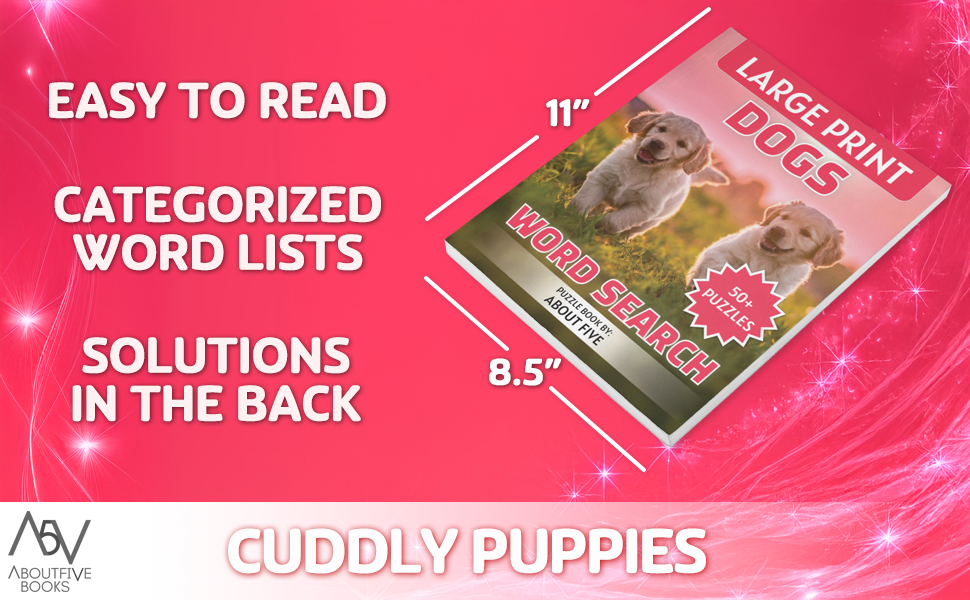 cuddly puppies nostalgia word search book for adults 8.5x11 easy to read fun calm word lists