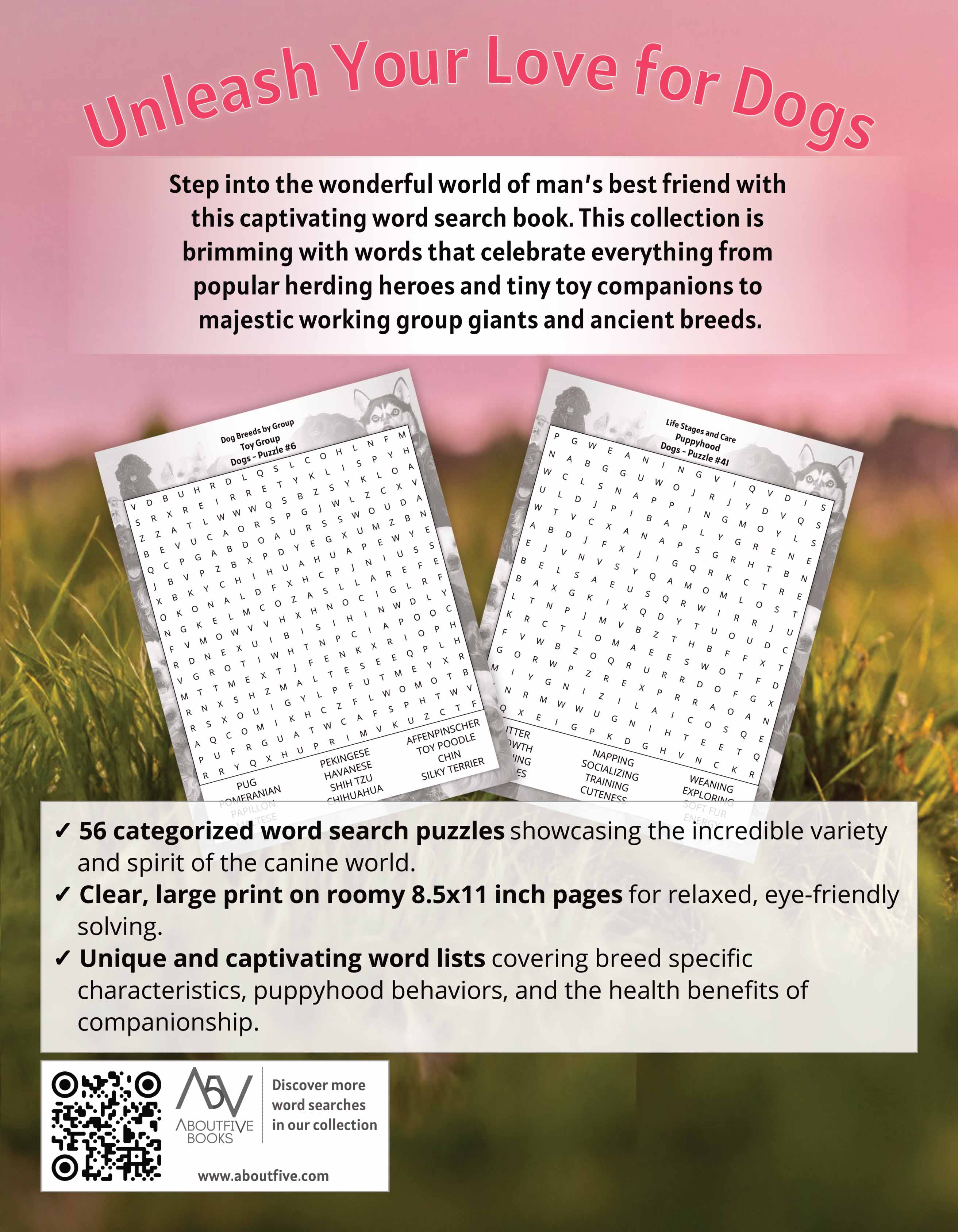 large print dogs word search book back cover thumbnail
