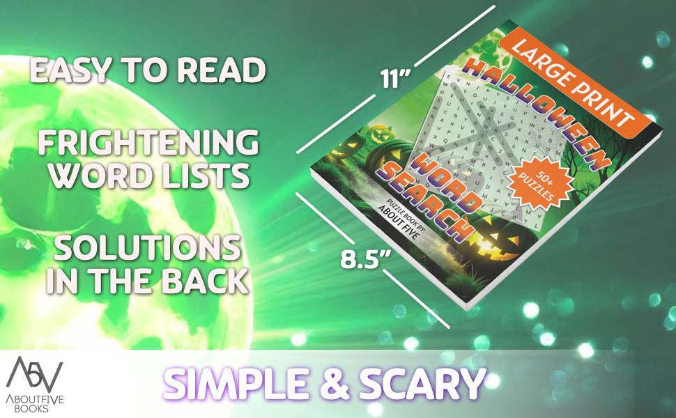 halloween wordfind puzzle books easy to read 8.5x11 word search a scary word search for adults
