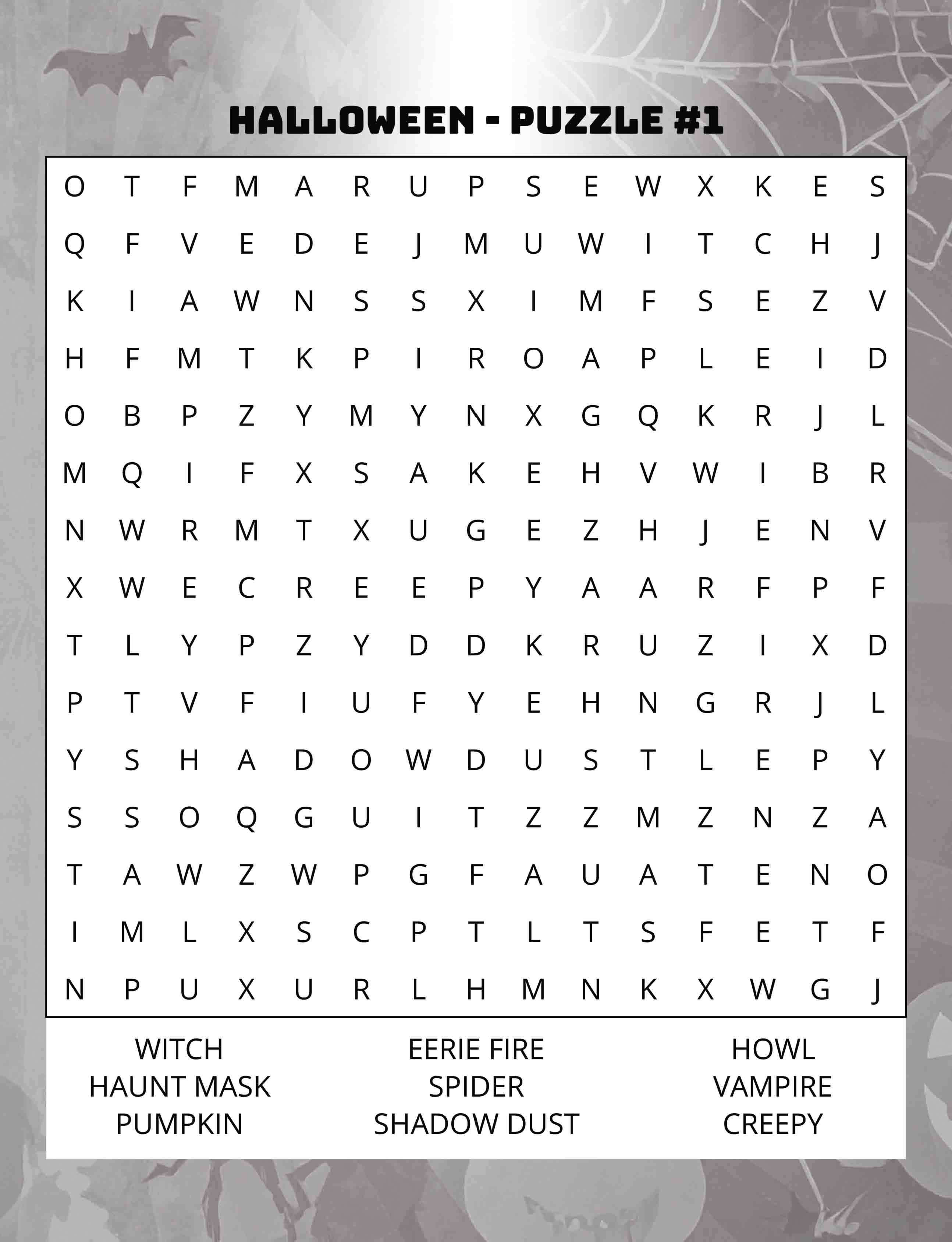 about five large print halloween word search puzzle featuring vampire witch pumpkin words