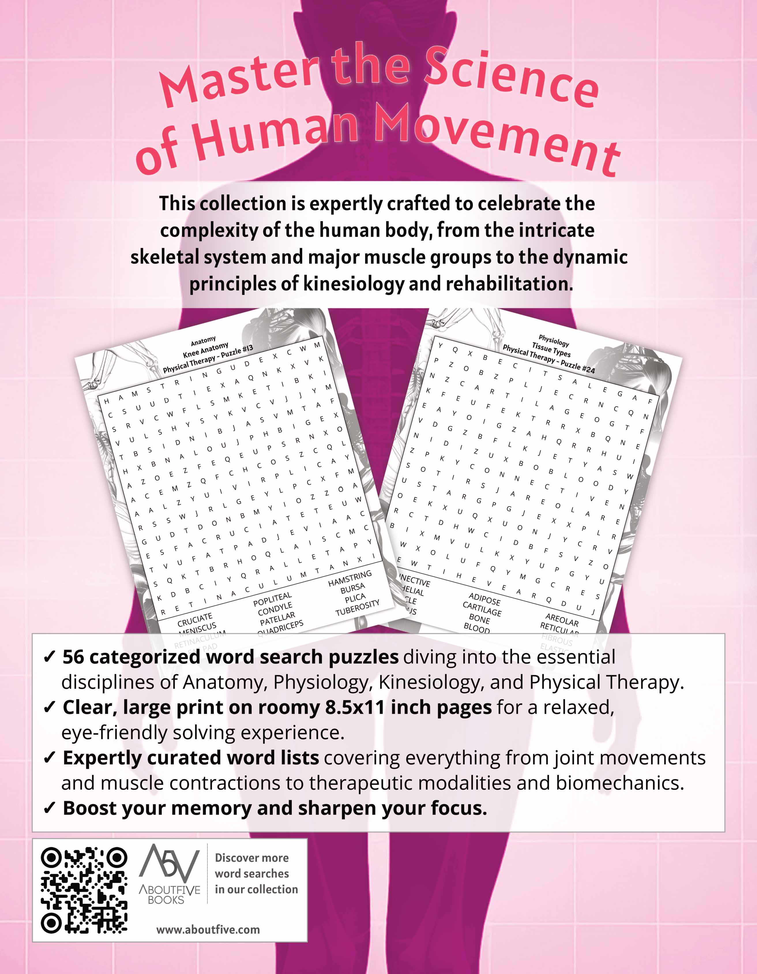 large print physical therapy word search book back cover thumbnail