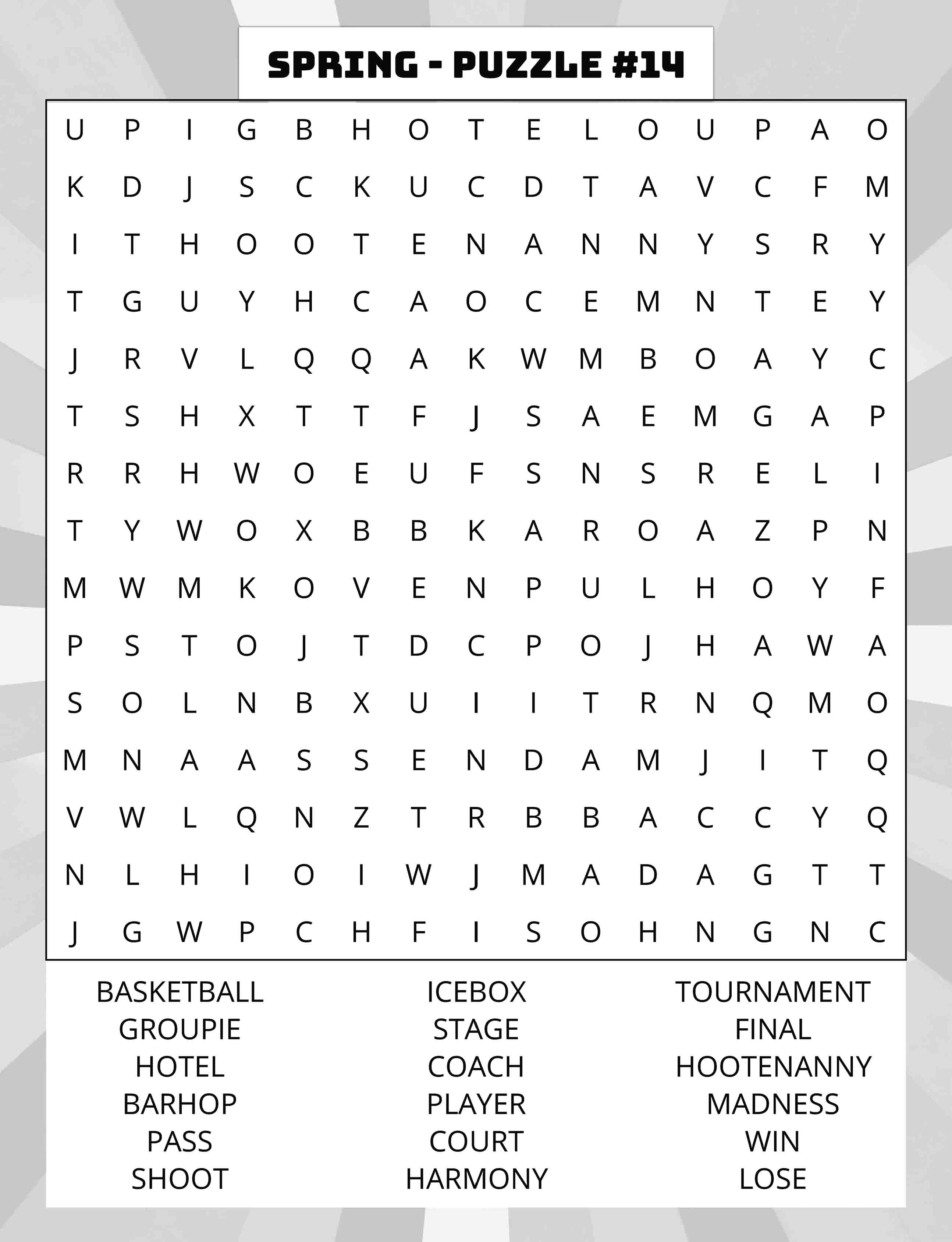 about five large print spring word search puzzle 14