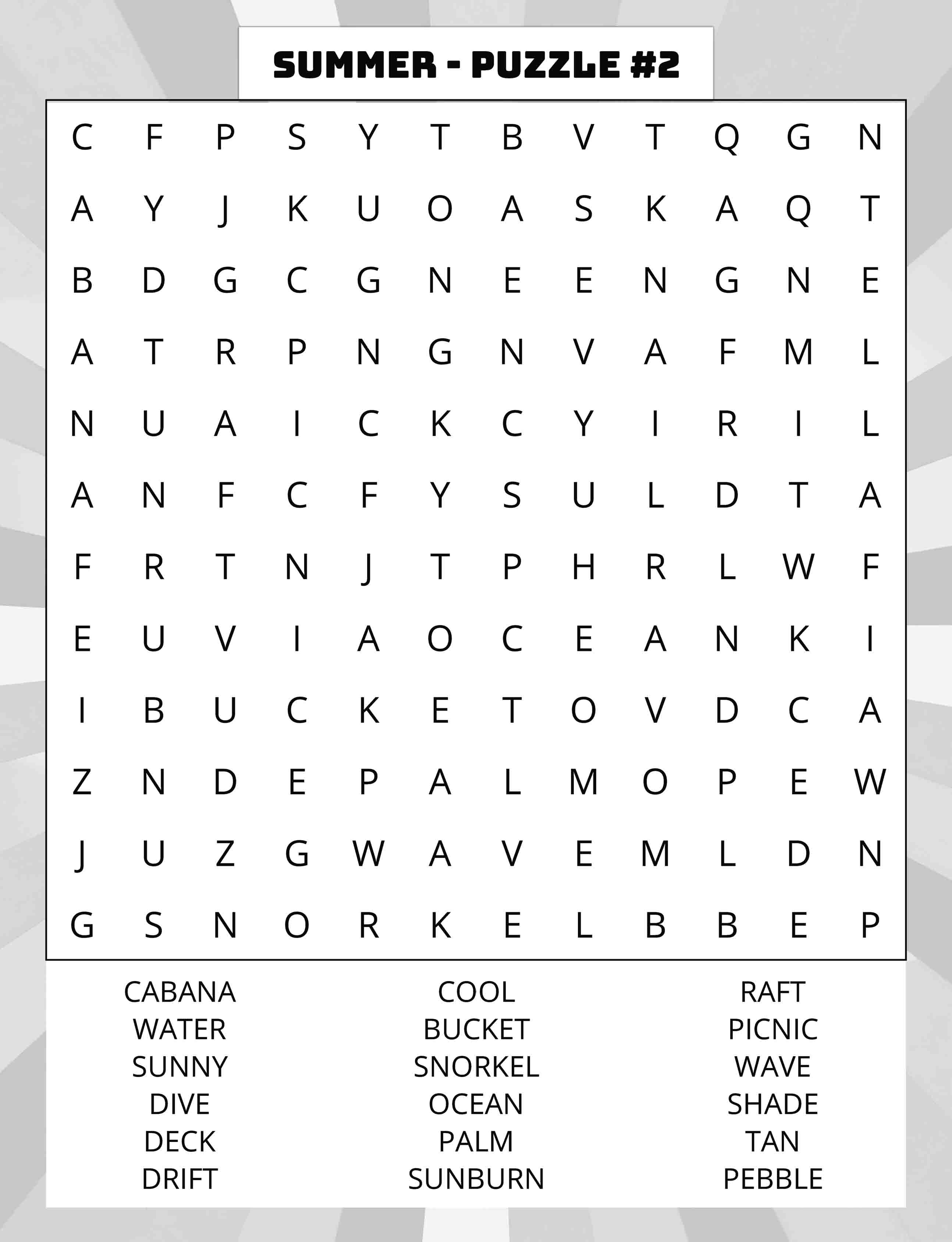 about five large print summer word search puzzle 02 featuring sunny ocean picnic