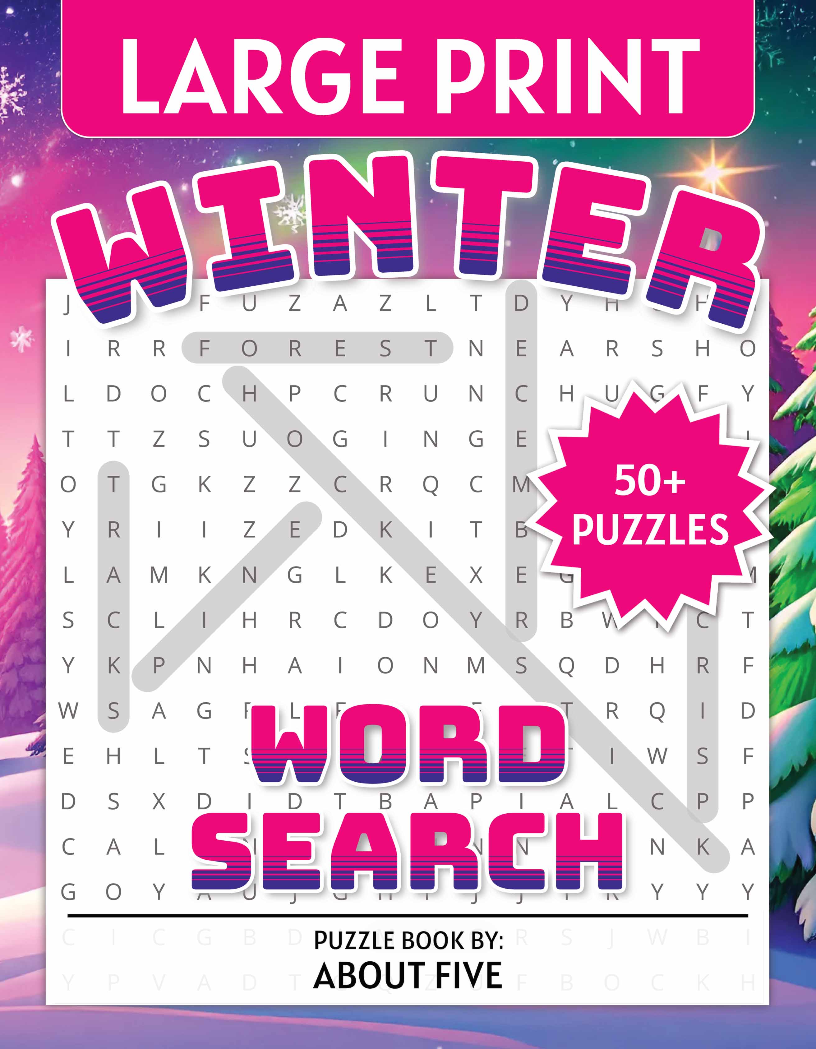 large print winter word search book cover