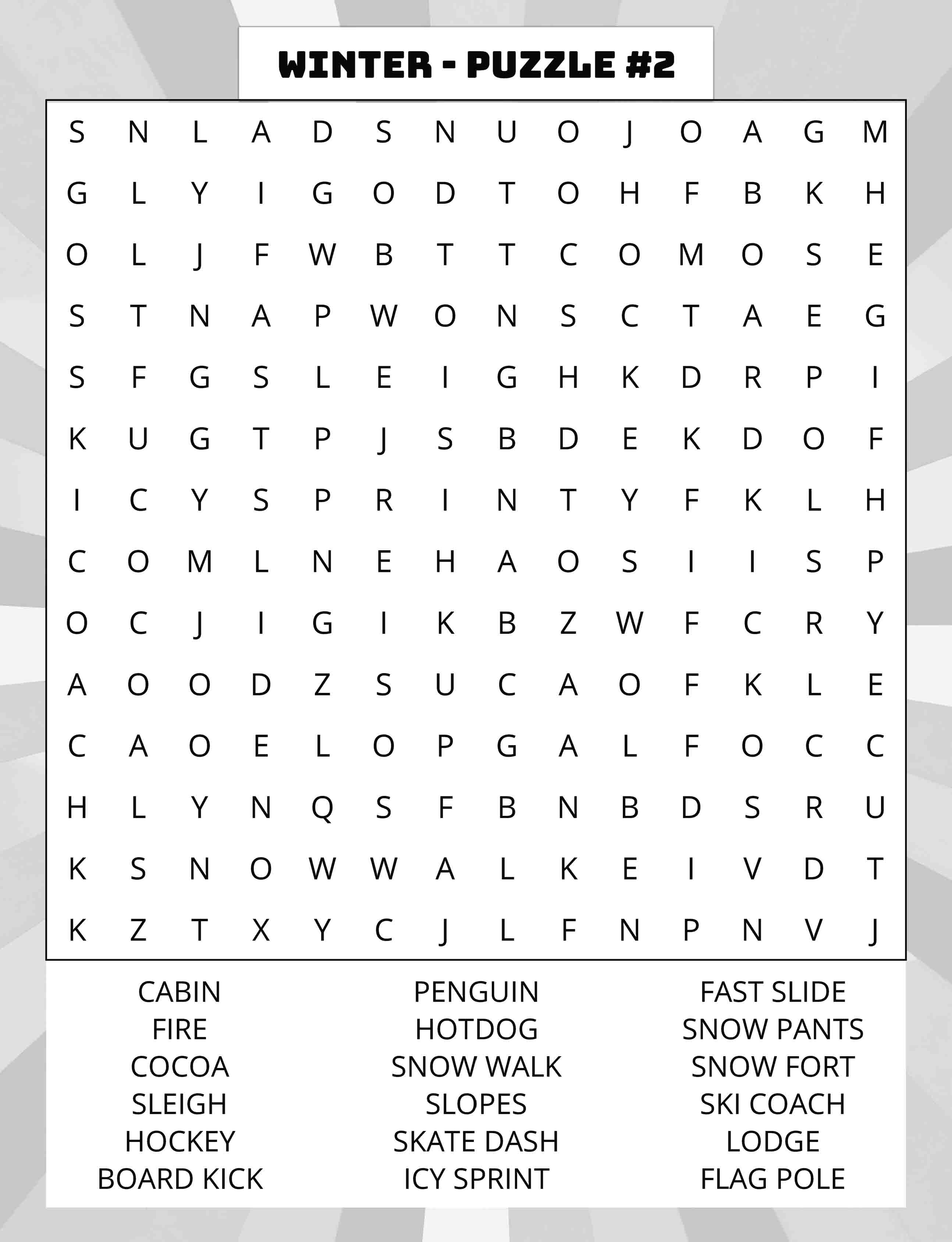 about five large print winter word search puzzle 02 featuring cocoa fire hockey