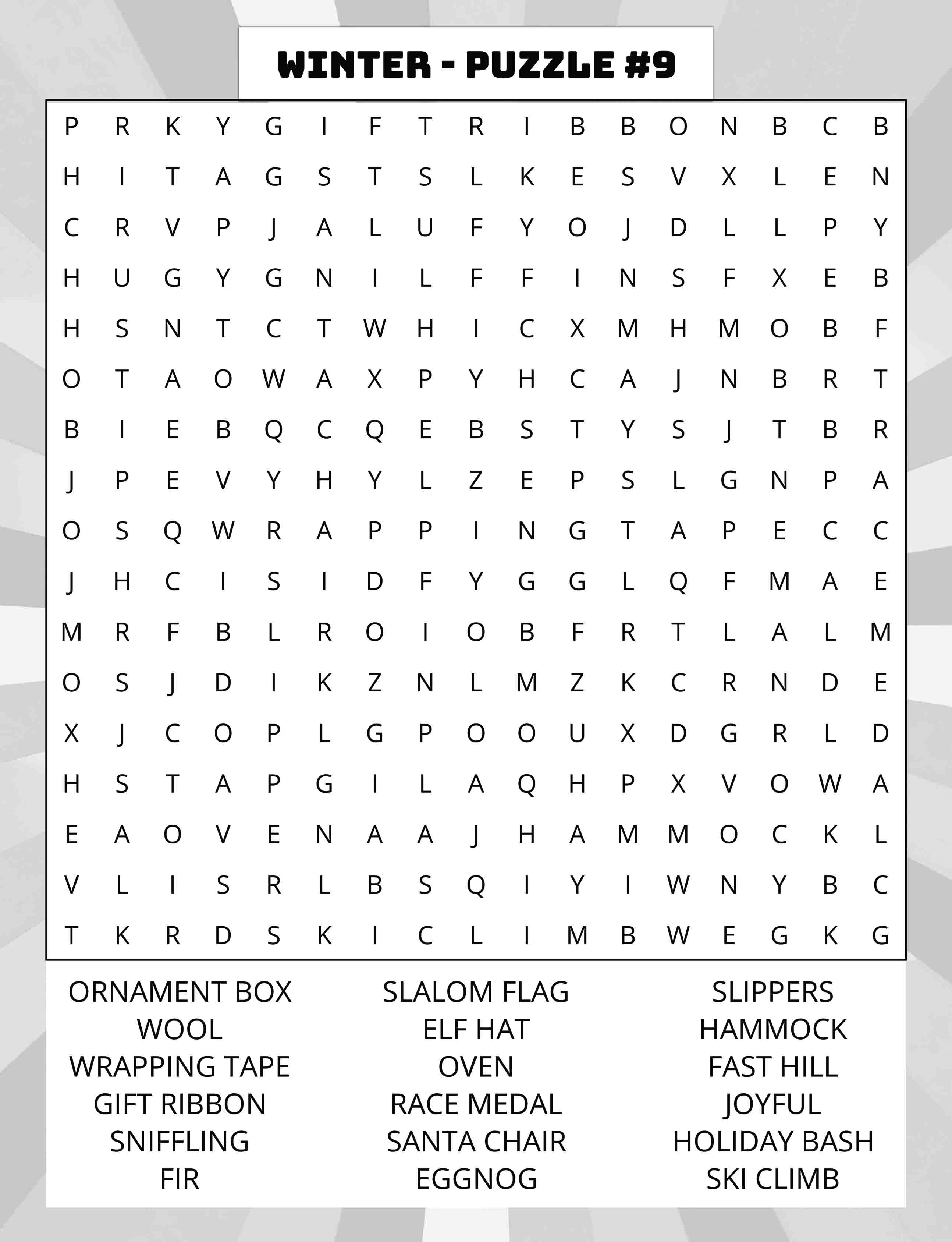 about five large print winter word search puzzle 09 featuring eggnog slippers joyful