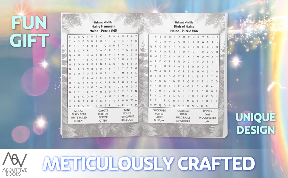 opened maine word search book for adults showing puzzles fun gift unique design about five