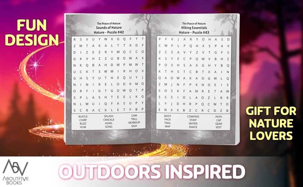 fun design outdoors word search book for relaxation gift for nature lovers word search calm book peace of nature sounds of nature hiking essentials