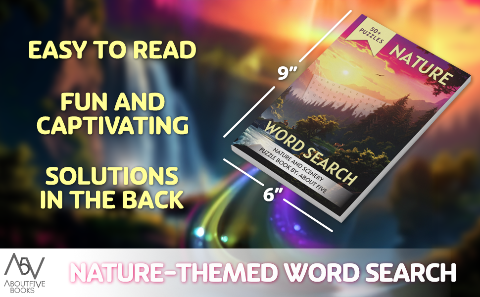 nature themed word search adult relaxation activity book fun captivating wordfinder puzzle book