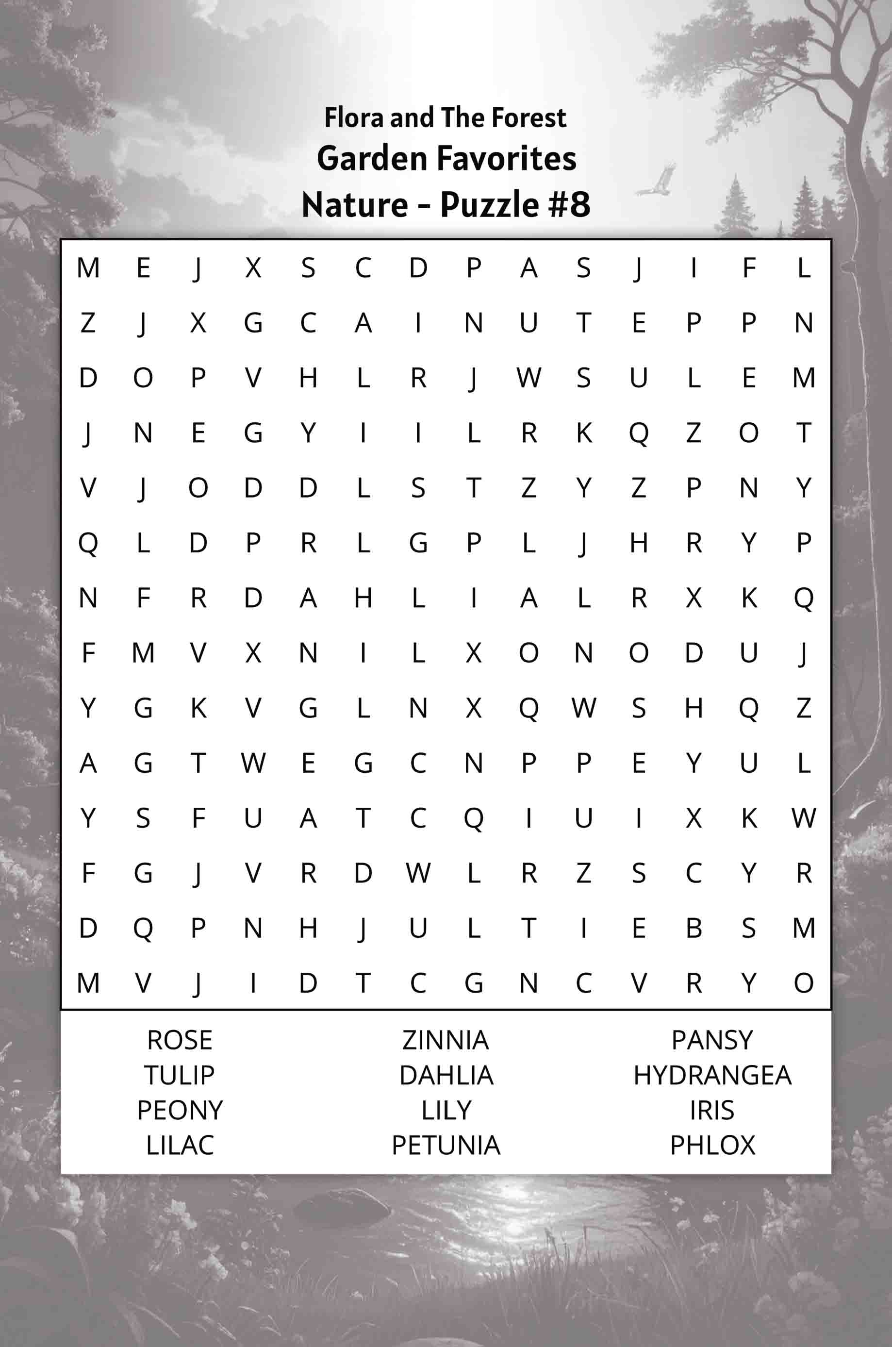 about five nature word search puzzle flora and the forest garden favorites