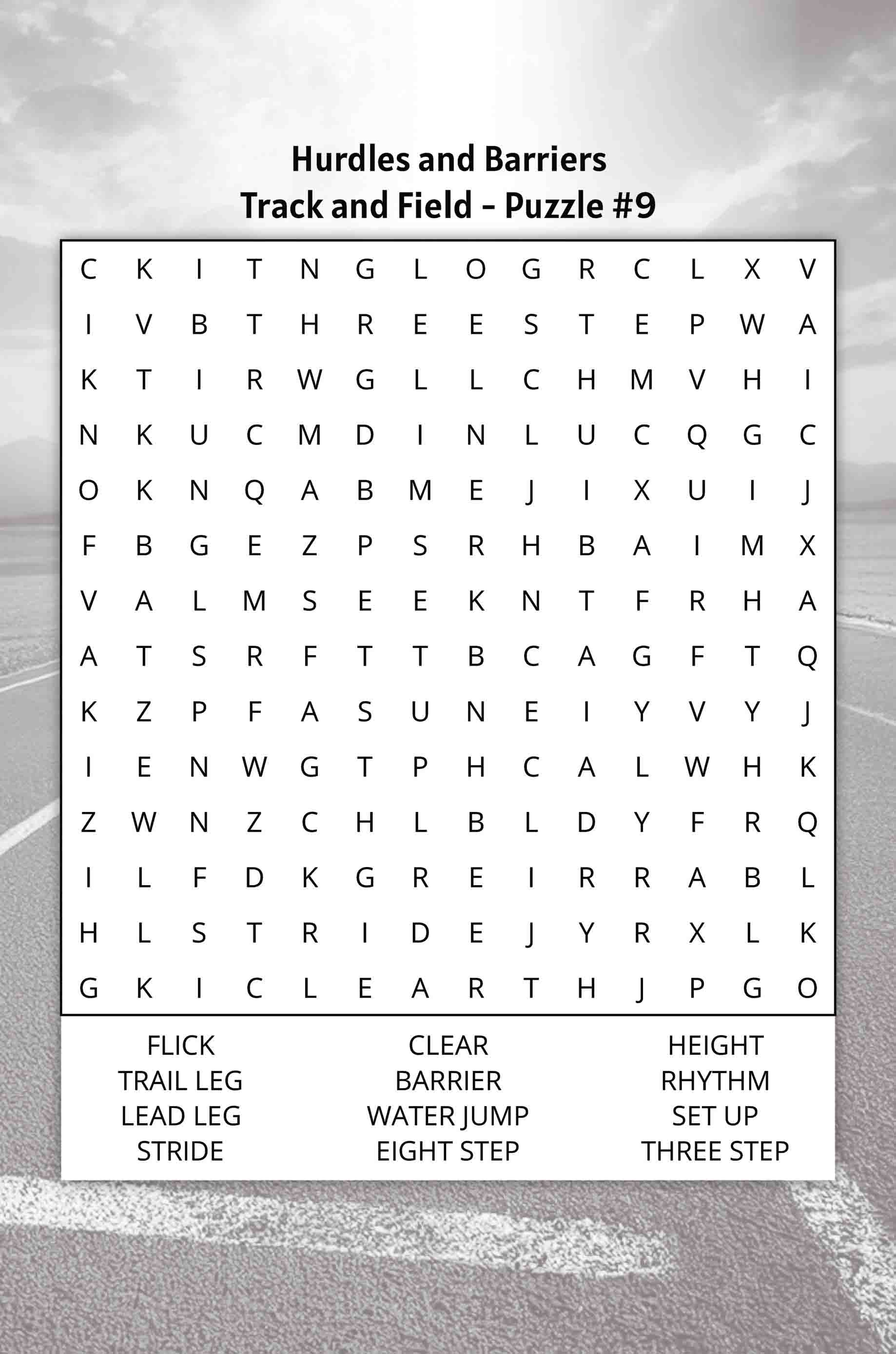 about five track and field word search puzzle hurdles and barriers hurdles track and field