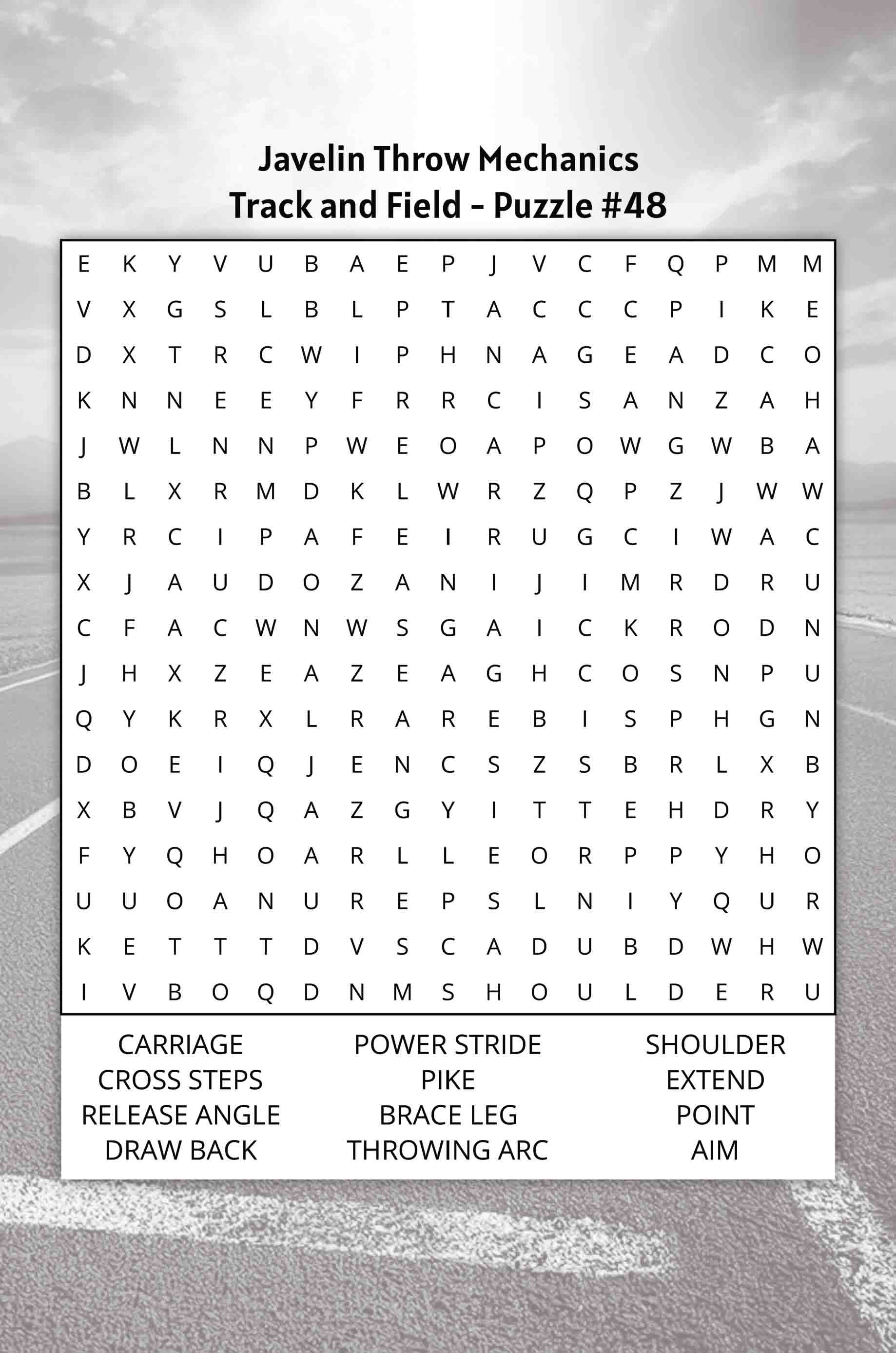 about five track and field word search puzzle javelin throw mechanics javelin track and field