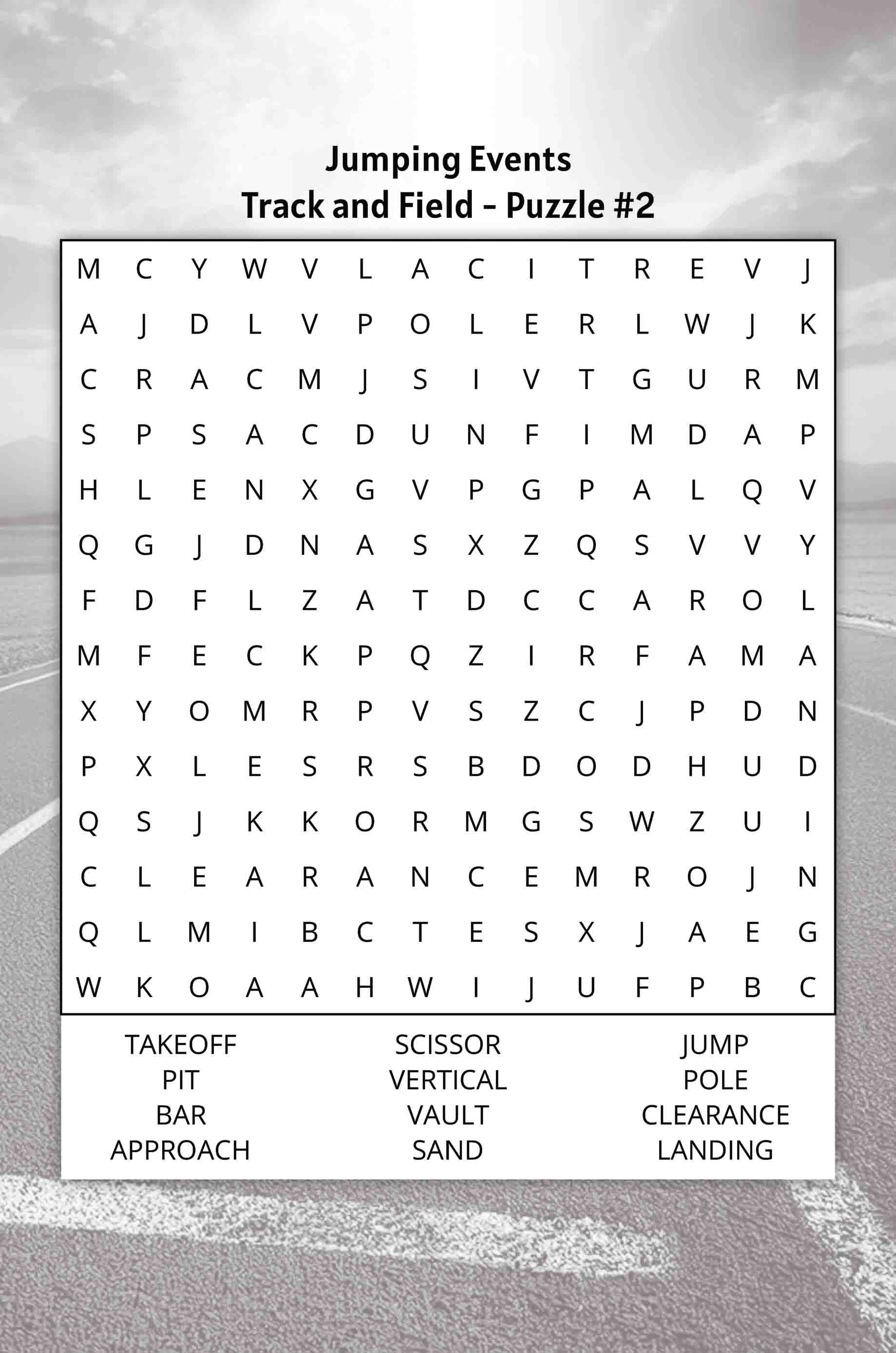 about five track and field word search puzzle jumping events track and field high jump