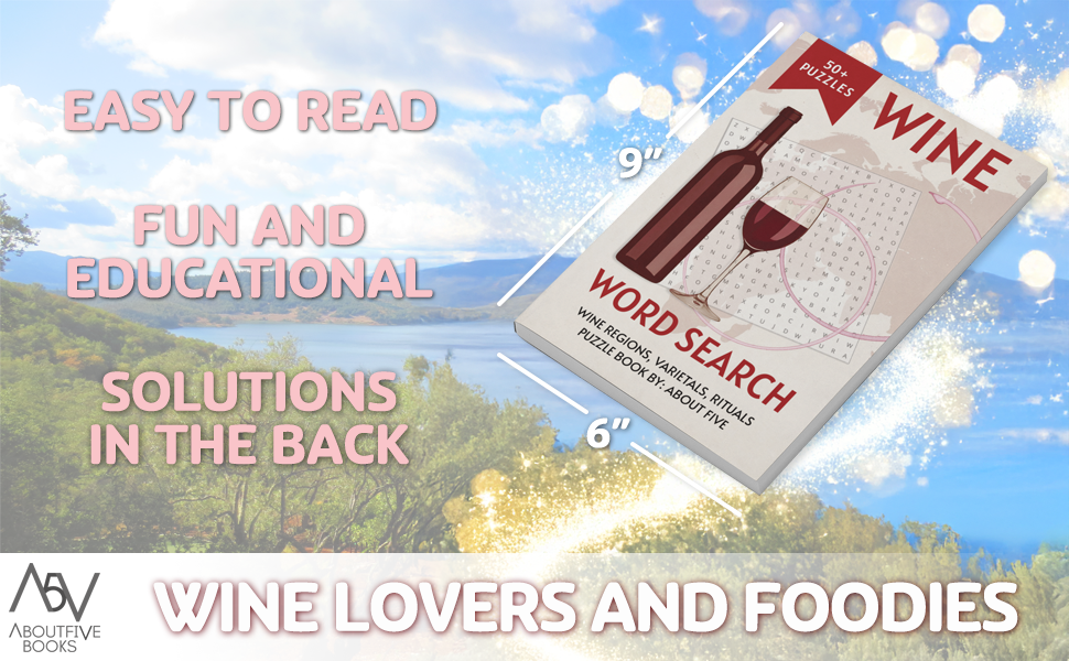 easy to read wine foodie word search fun and educational solutions 6x9 word search foodie book