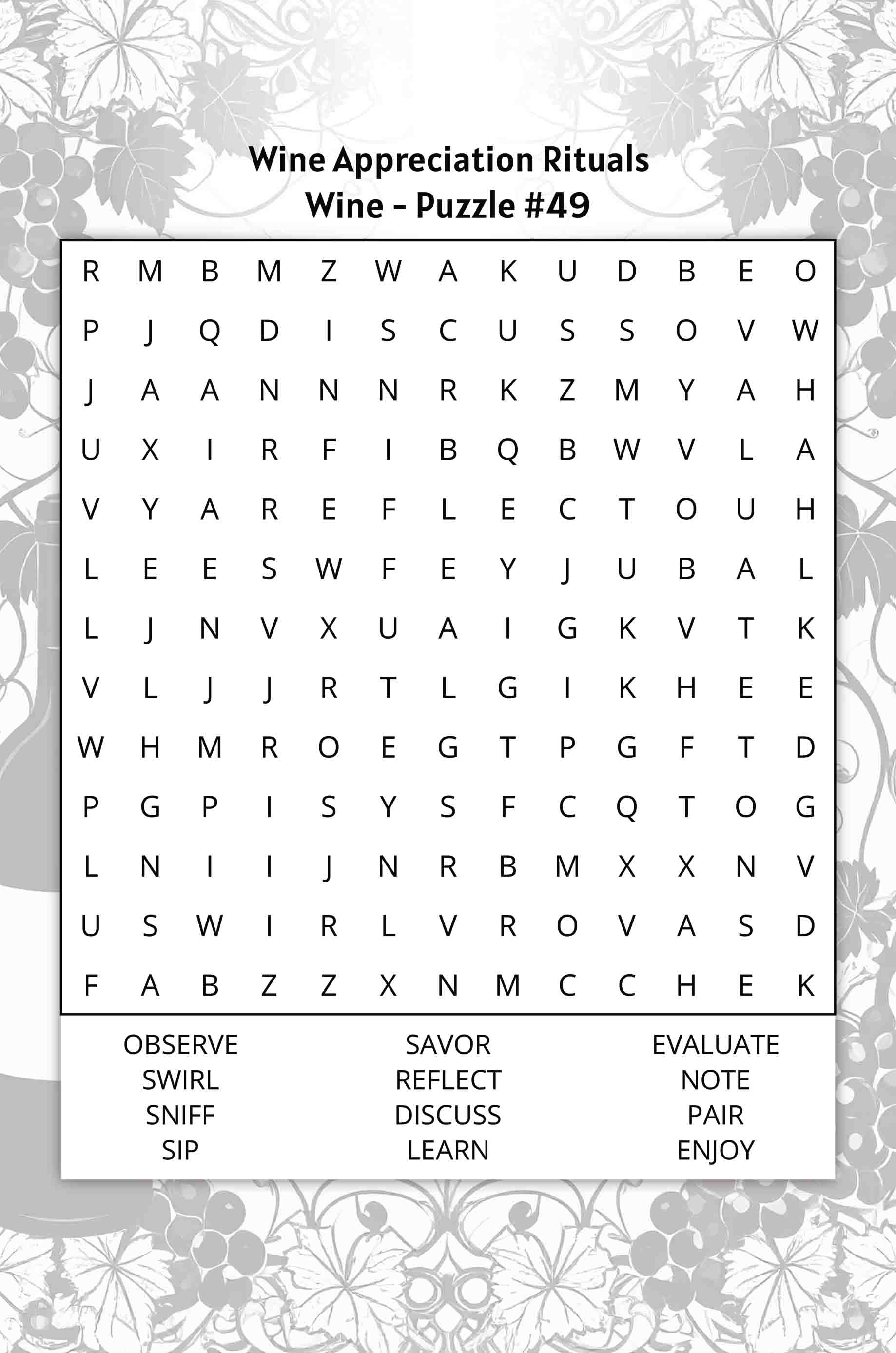 about five wine word search puzzle wine appreciation rituals