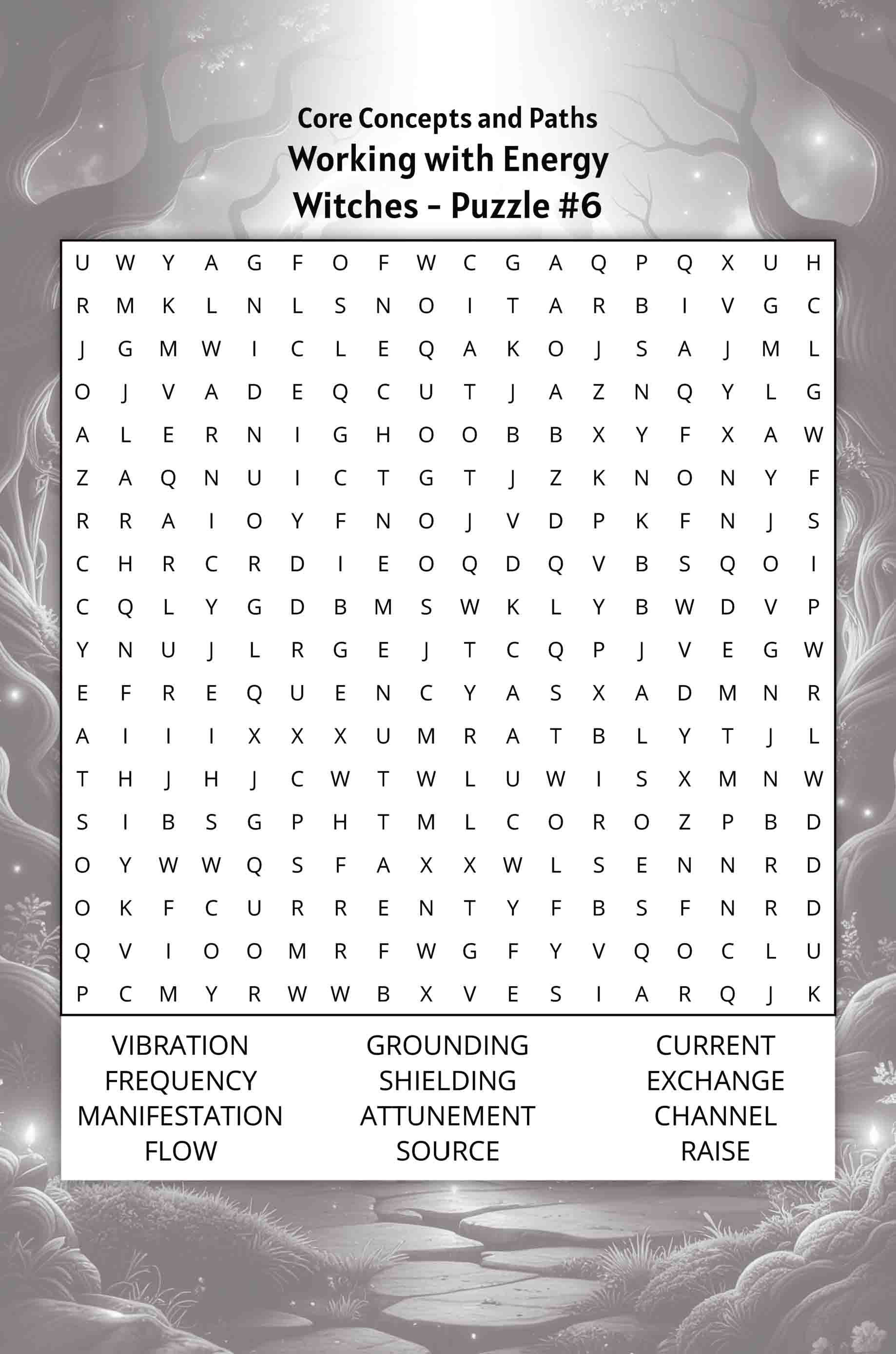 about five witches word search puzzle core concepts and paths working with energy
