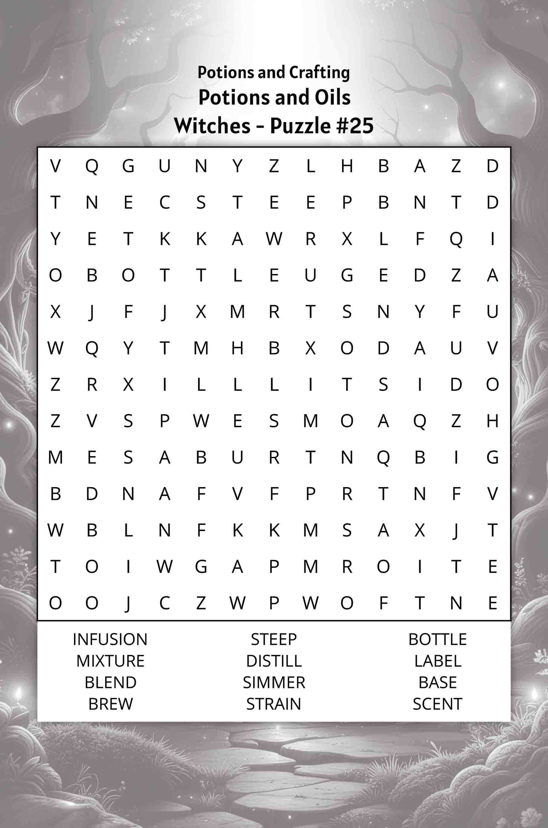 about five witches word search puzzle potions and crafting potions and oils