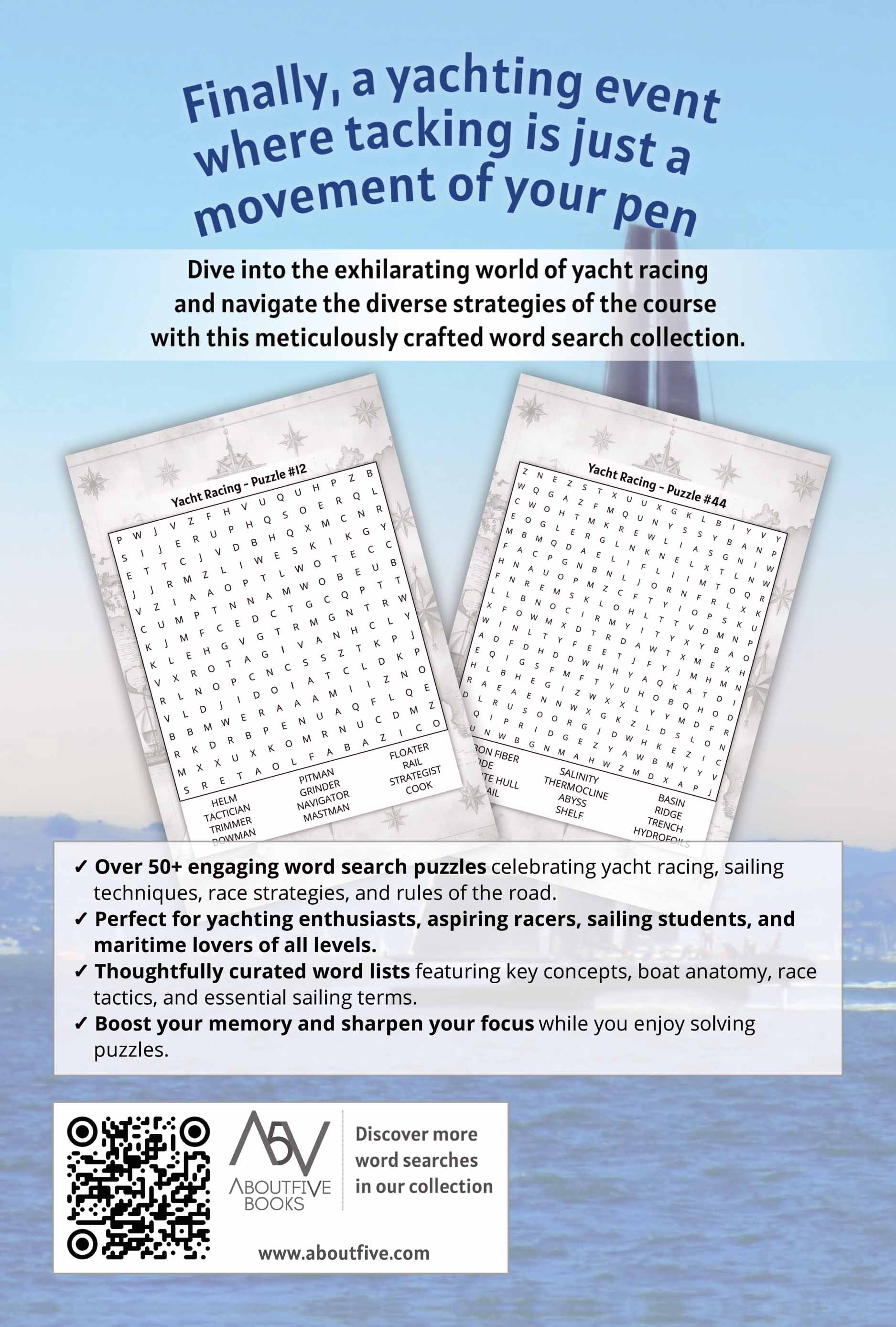 yacht racing word search book back cover thumbnail